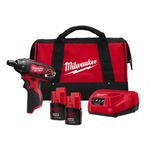 MILWAUKEE M12 1/4 INCH SUB COMPACT SINGLE SPEED DRIVER KIT - M12SET1D-152B